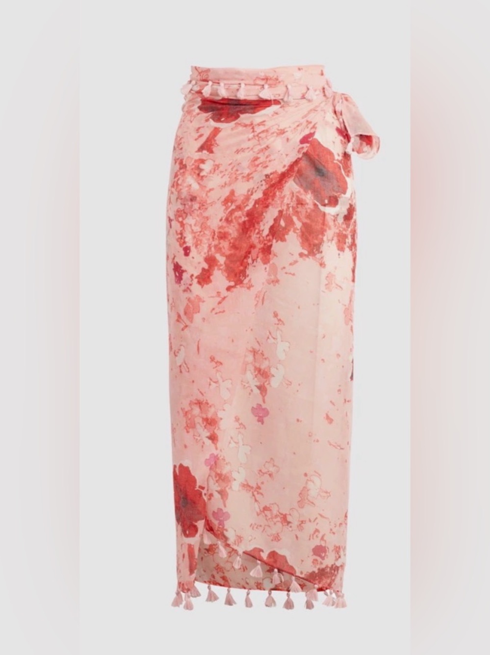 Floral Sarong PETER SOM Rose Quartz Dream One Size Tassel Embellishment Swimwear